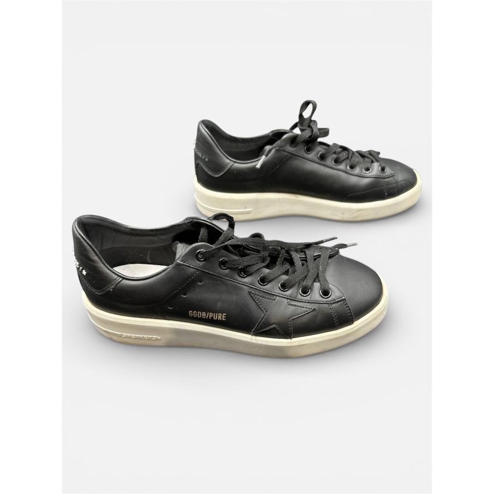 Golden Goose Purestar big Kids Size 33 Black Leather Sneakers Good Made in Italy